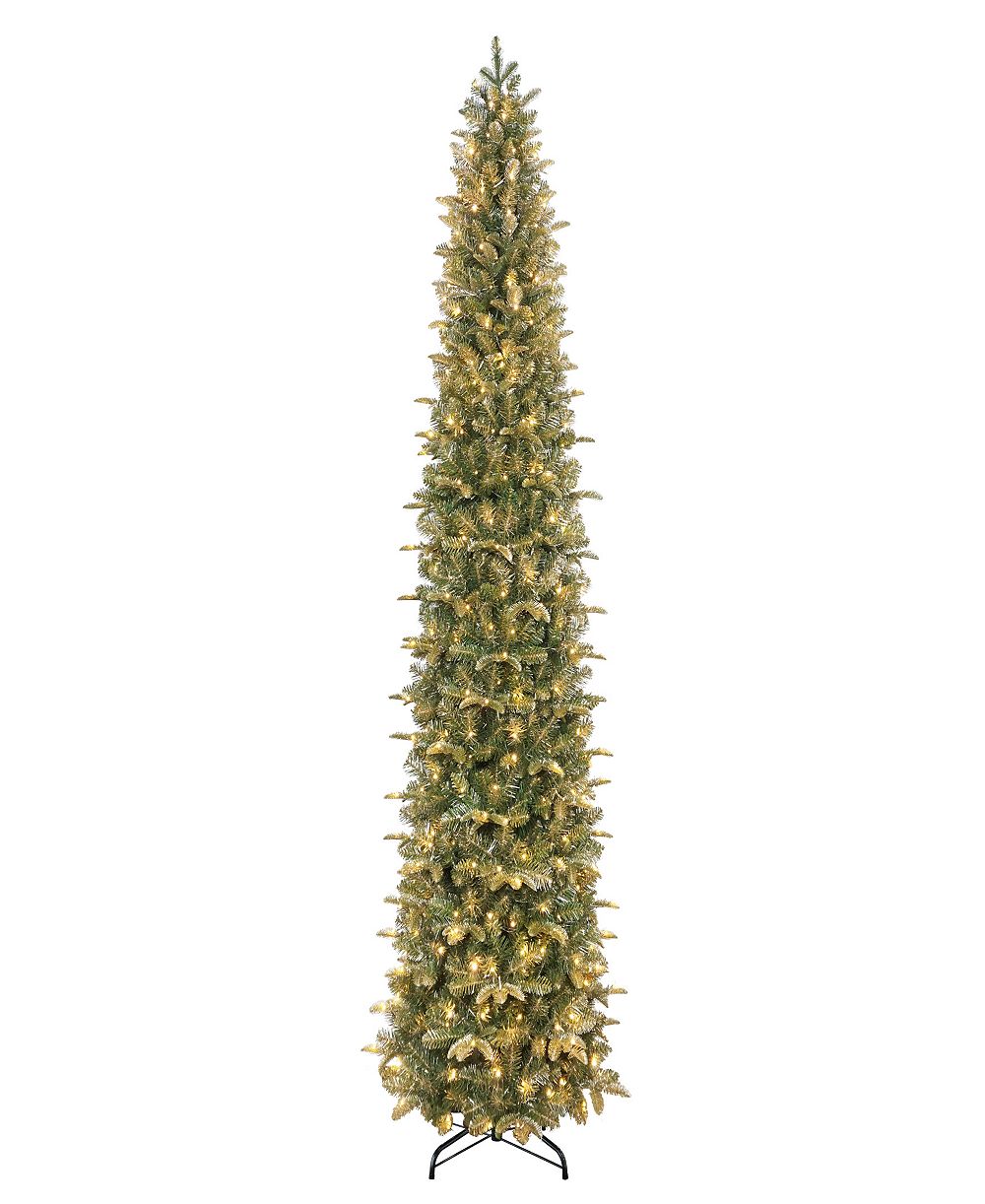 Puleo International 9" Pre-Lit Artificial Yardley Spruce Pencil Tree