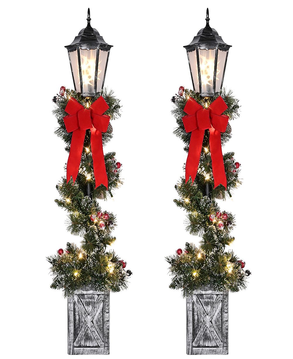 Puleo International Set of 2 Pre-Lit 4-Foot Frosted Spiral Artificial Christmas Trees