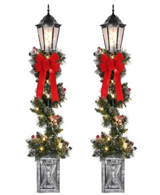 Puleo International Set of 2 Pre-Lit 4-Foot Frosted Spiral Artificial Christmas Trees