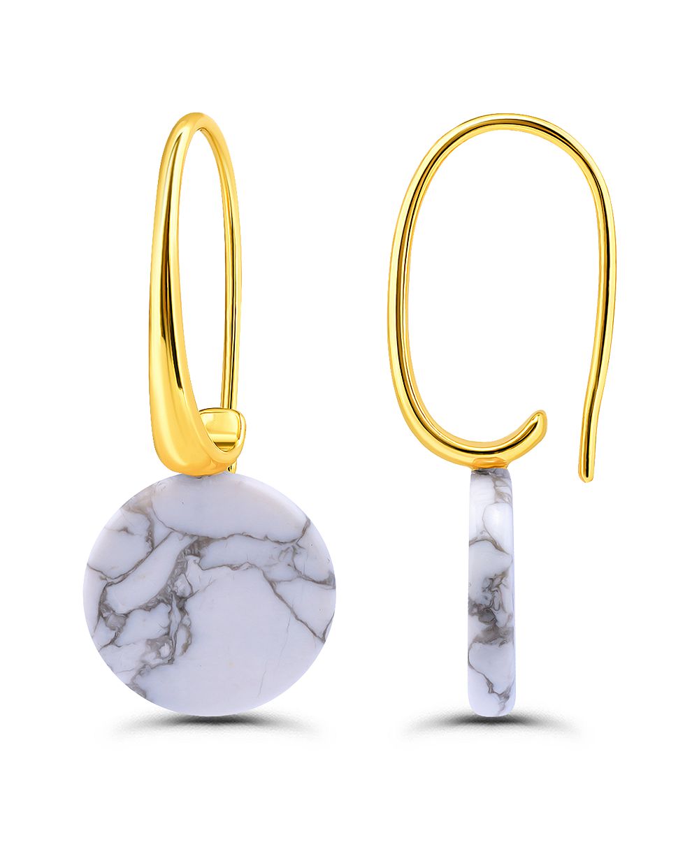 Серьги Macy's 14k Gold-Plated Genuine Stone Round Disc