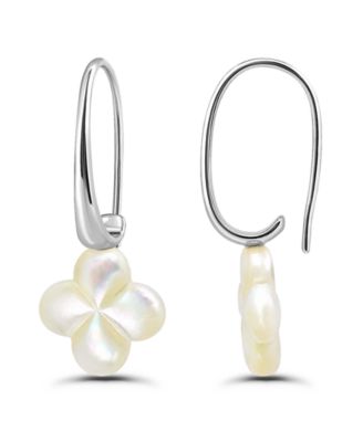Genuine Mother of Pearl Clover Shape Hardwire Fishhook Drop Earrings