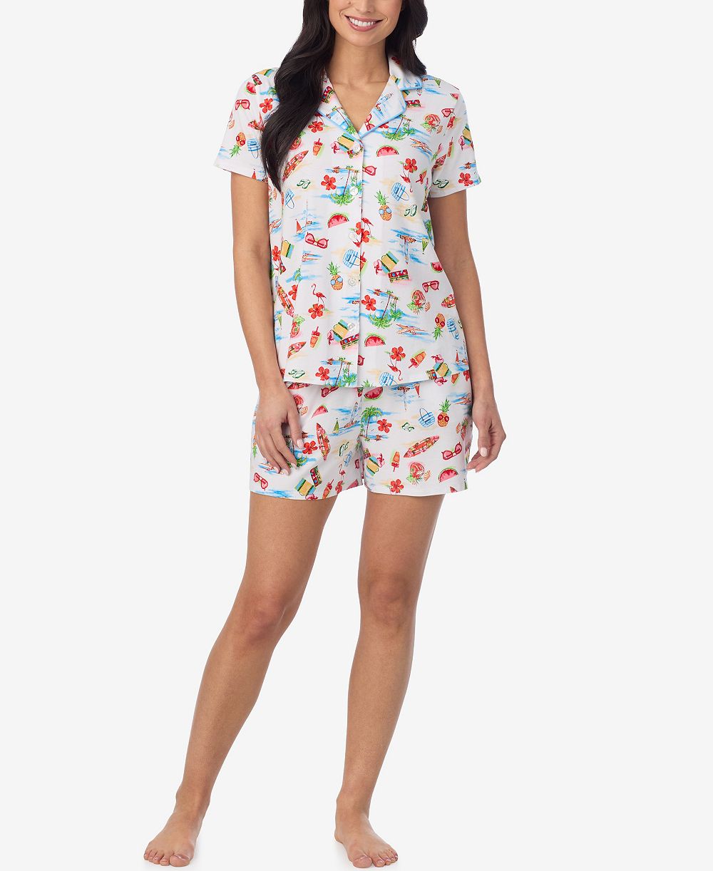 Cuddl Duds Women's Short-Sleeve Top and Pull-On Pajama Shorts, 2-Piece Set