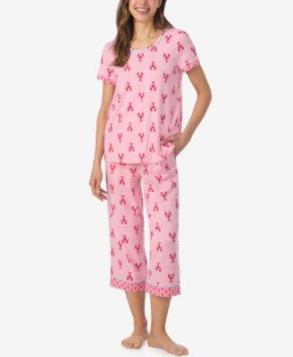 Cuddl Duds Women's Short-Sleeve Top and Cropped Pajama Pants, 2-Piece Set
