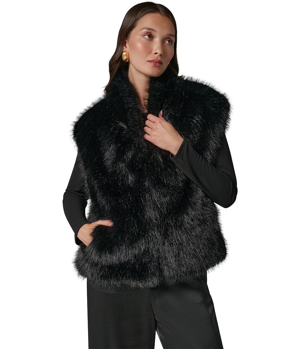 Donna Karan New York женский жилет без рукавов с подкладкой из искусственного меха