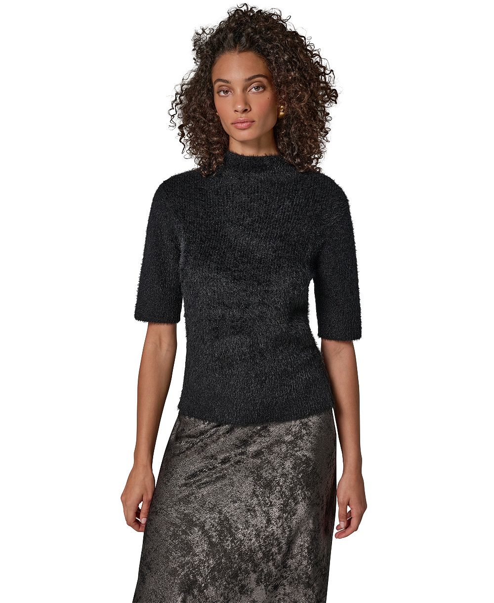 Donna Karan New York женский свитер с коротким рукавом и воротником-стойкой