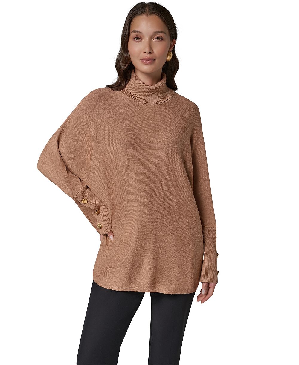 Женский пончо Donna Karan New York с длинным рукавом и воротником-гольф