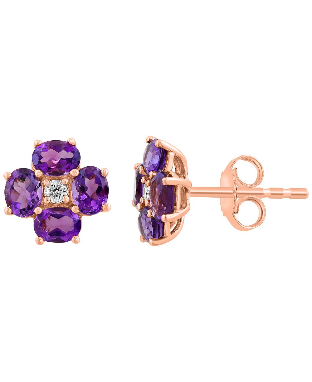 Серьги EFFY Collection с драгоценным камнем (1-1/10 карата суммарно) и бриллиантом (1/20 карата суммарно) из золота 14 карат (также доступны топаз и цитрин)