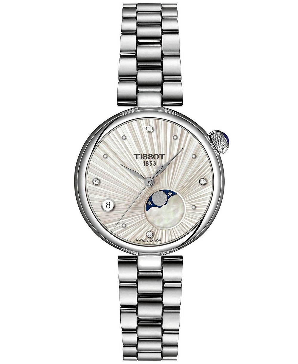 Tissot Женские наручные часы Desir Moonphase Quartz, серебристая нержавеющая сталь, 29.6mm