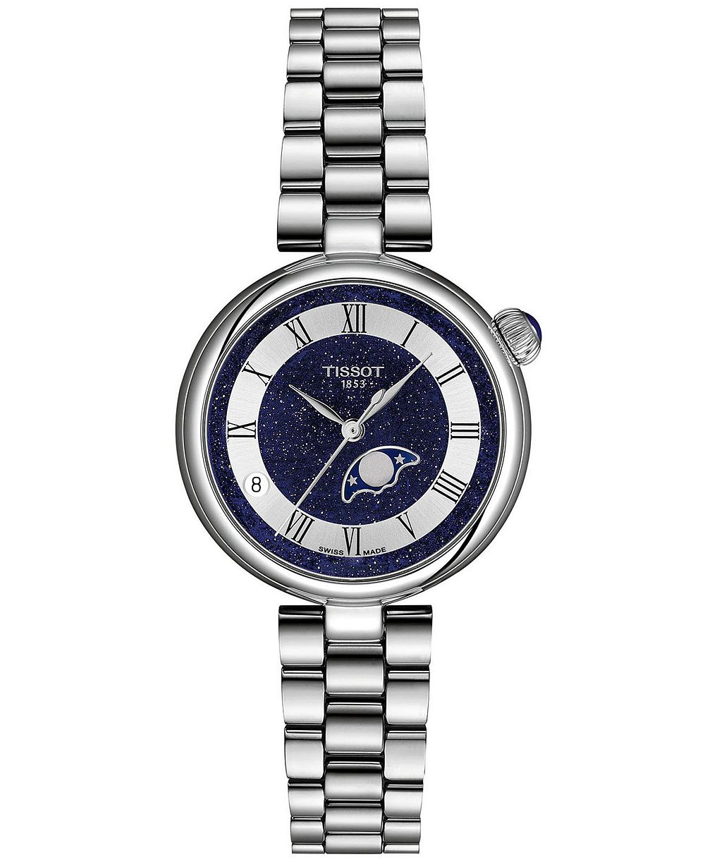 Женские кварцевые часы Tissot Desir Moonphase с серебристым тональным stainless steel браслетом, 29,6 мм