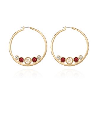 GUESS серьги-кольца с позолотой, имитацией жемчуга и кристаллами