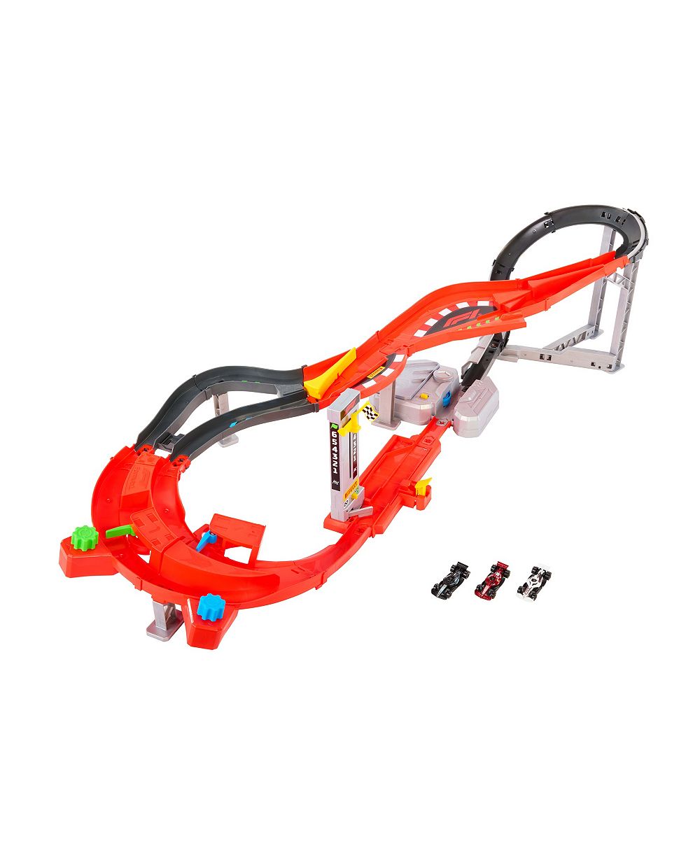 Hot Wheels набор трасс для гонок Formula 1 Downhill Circuit в масштабе 1:64 с 3 металлическими машинками