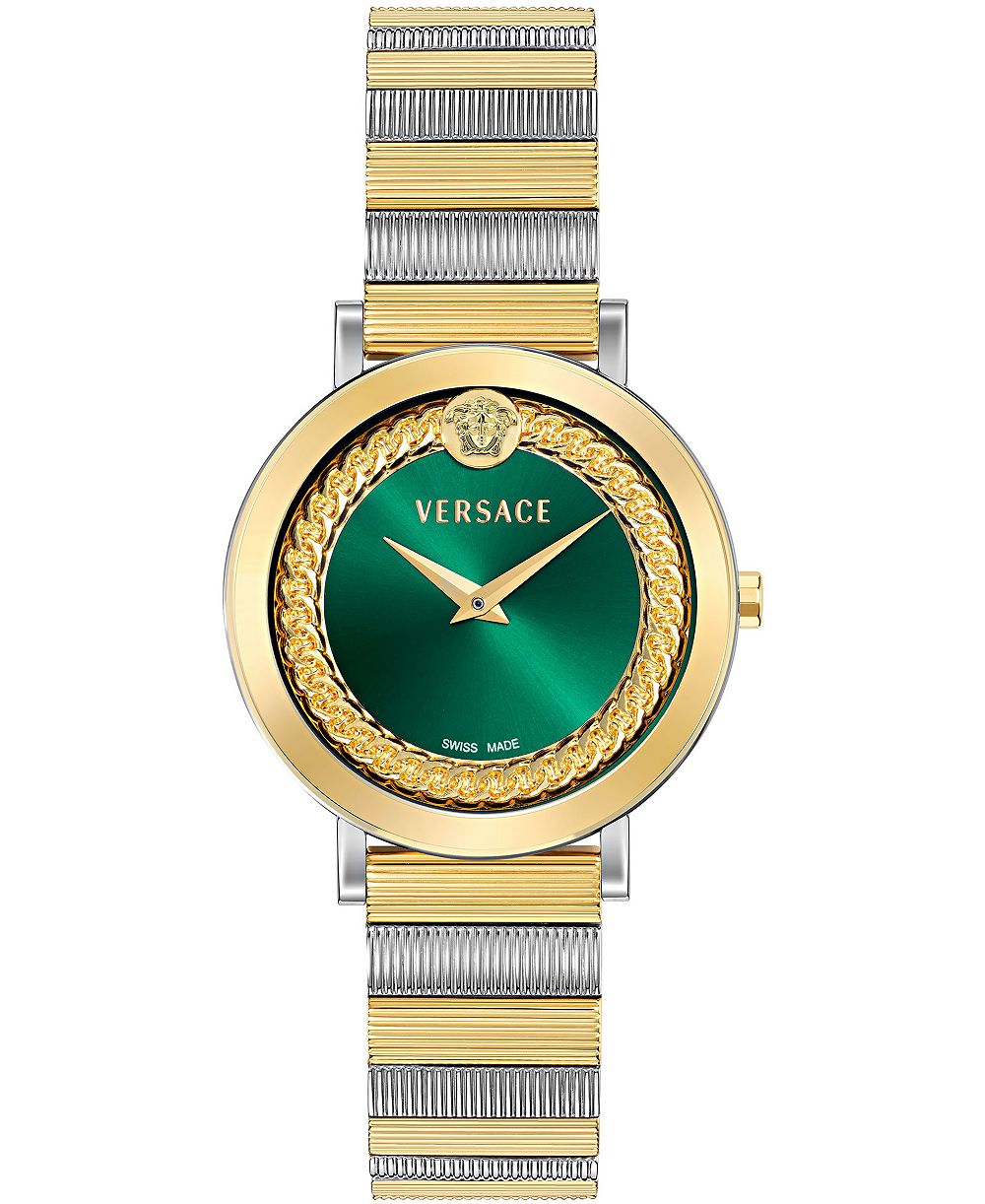 Versace женские наручные часы V-Libra с двуцветным нержавеющим браслетом, 35мм
