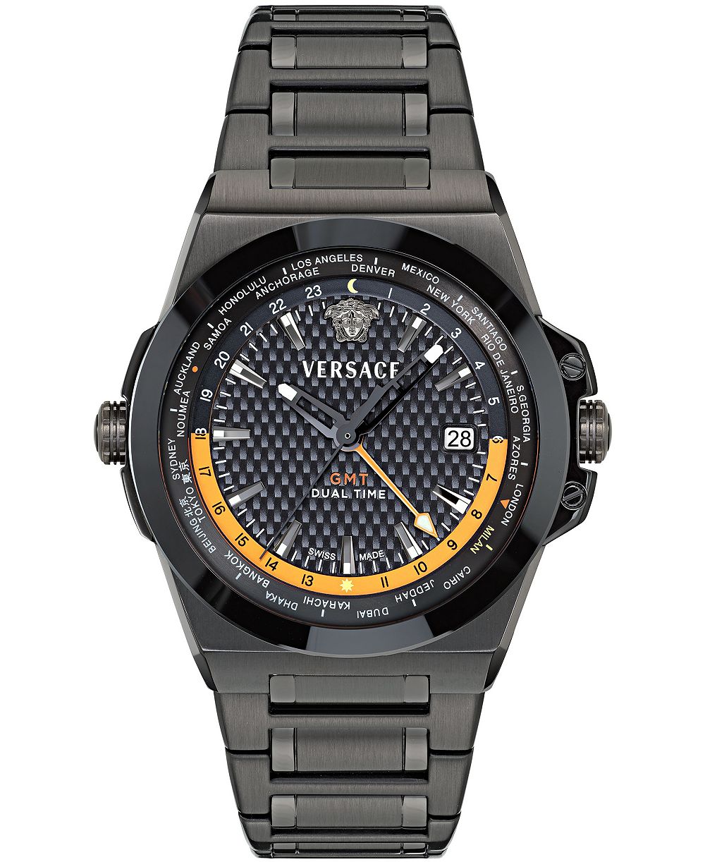 Versace Мужские часы Greca Reaction GMT IP Yellow Gold из нержавеющей стали 41mm