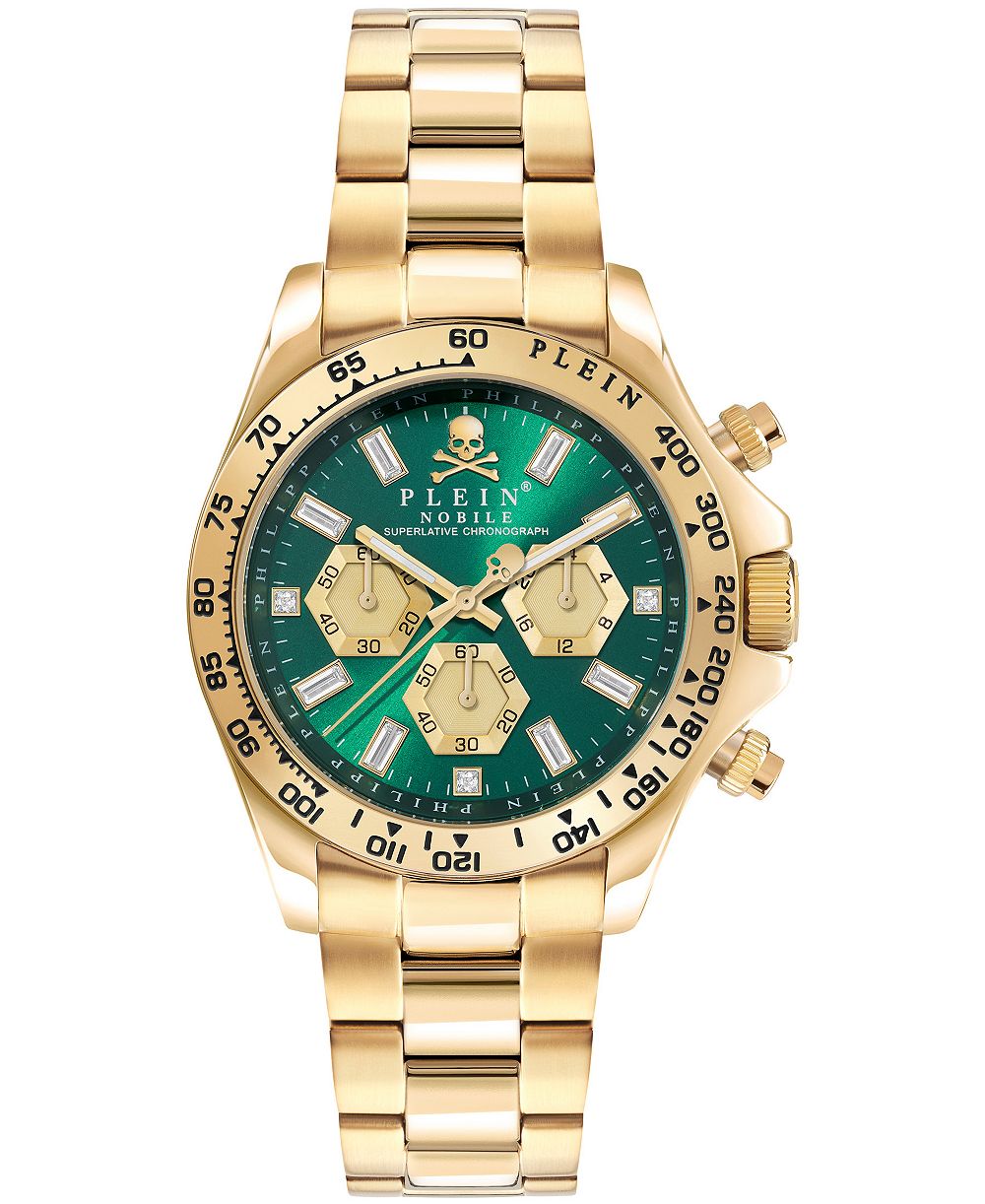 Philipp Plein Nobile Мужской IP желтый золото нержавеющая сталь браслет часы 43mm