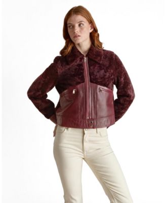 Furniq UK Женский укороченный кожаный жакет Emery Shearling