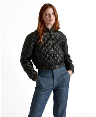 Furniq UK Женская стеганая укороченная кожаная куртка Aveline