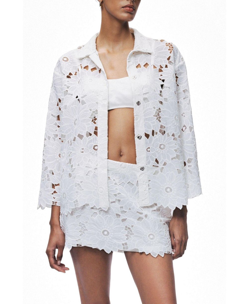 NOCTURNE Women's Floral Mid-Length Broderie Jacket