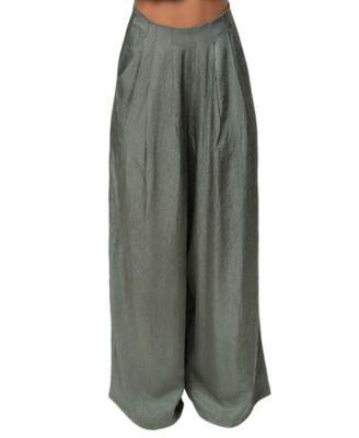 JLUXLABEL Women's Sundown High-Waisted Wide-Leg Acetate Pants