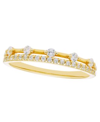 бриллиантовое обручальное кольцо macy's (1/4 карата суммарно) из желтого золота 14k