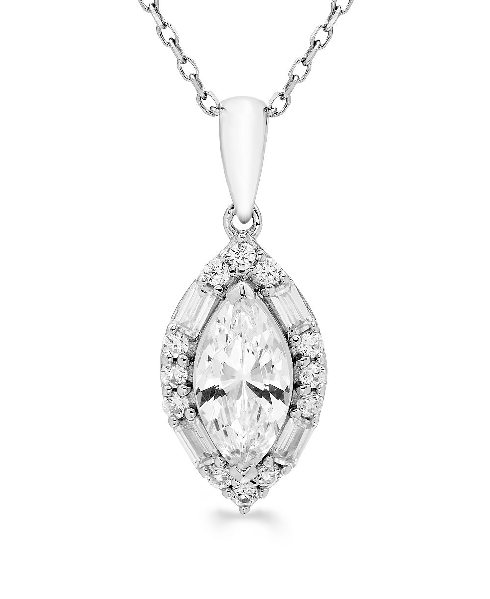 Macy's сертифицированное кольцо с бриллиантом искусственного происхождения в ореоле (1 карат суммарно) из белого золота 14 карат
