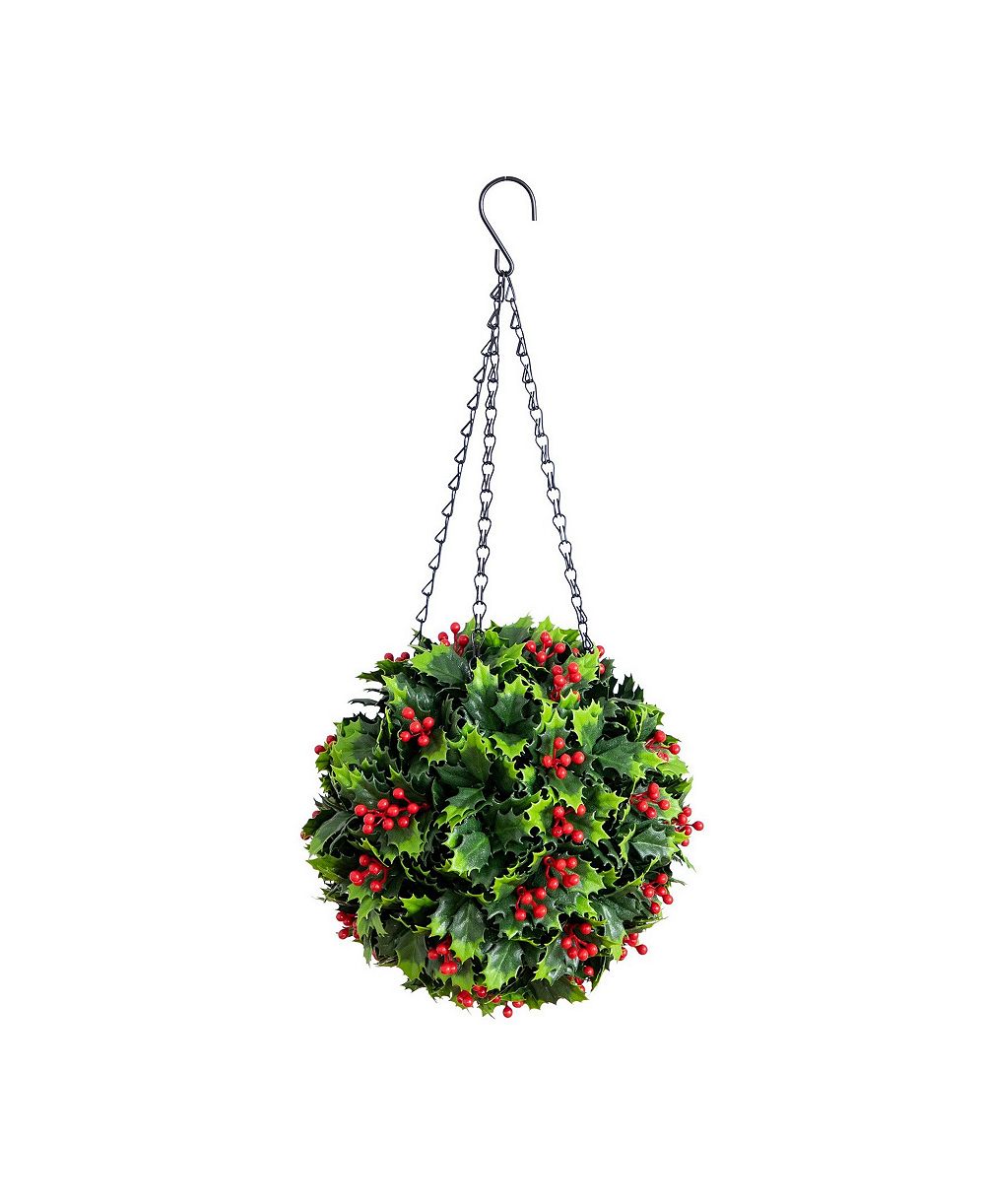 Nearly Natural 21" Ultraviolet Resistant Artificial Holly Berry Christmas Hanging Ball