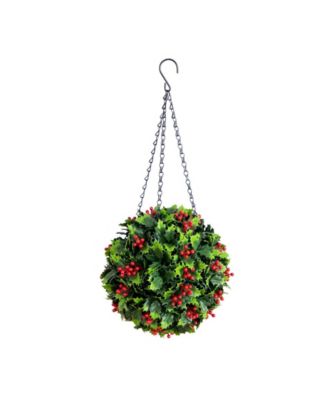 Nearly Natural 21" Ultraviolet Resistant Artificial Holly Berry Christmas Hanging Ball