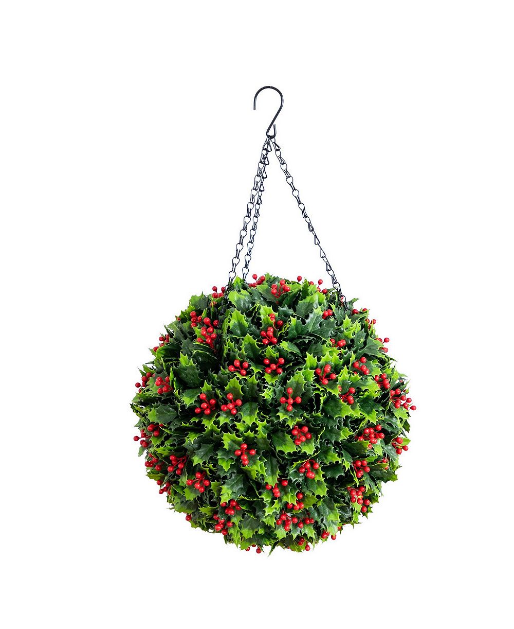 Nearly Natural 22" Ultraviolet Resistant Artificial Holly Berry Christmas Hanging Ball
