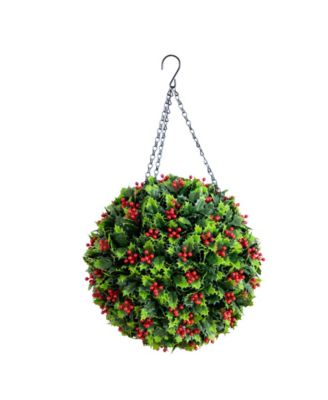 Nearly Natural 22" Ultraviolet Resistant Artificial Holly Berry Christmas Hanging Ball