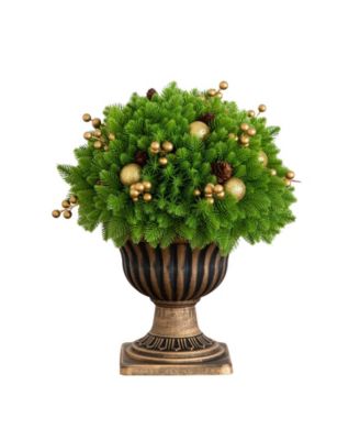 Nearly Natural 18" Ultraviolet Resistant Artificial Pre-Lit Christmas Pine Plant