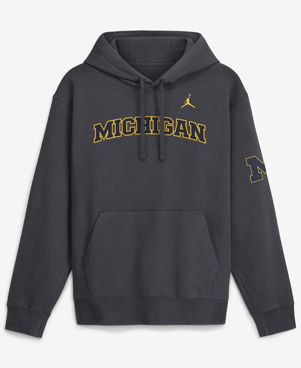 Мужское худи Jordan Navy Michigan Wolverines 2026 Sideline Club Fleece