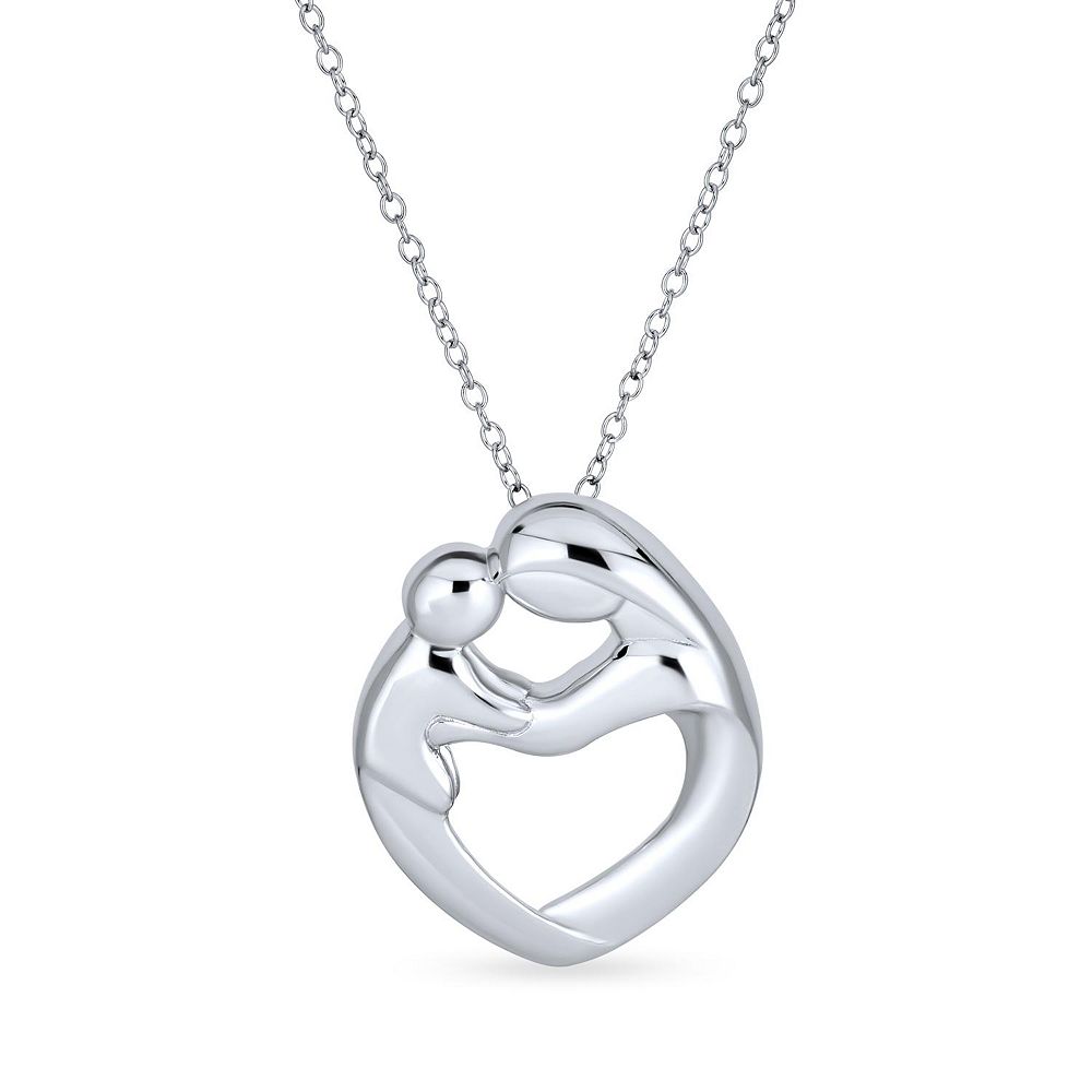 Bling Jewelry кулон-подвеска в форме сердца «Любящая мать и семья» из розового золота на цепочке из стерлингового серебра .925