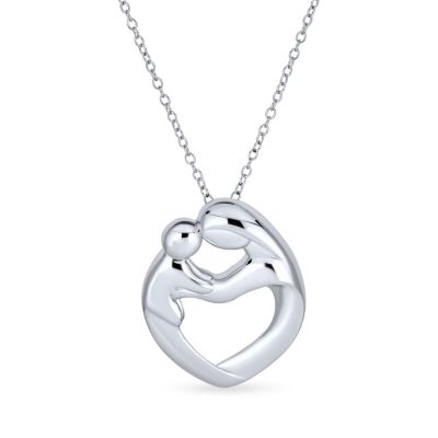 Bling Jewelry кулон-подвеска в форме сердца «Любящая мать и семья» из розового золота на цепочке из стерлингового серебра .925