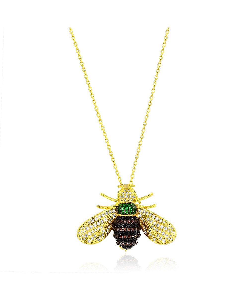 SUZY LEVIAN NEW YORK Брошь-подвеска Bumble Bee из стерлингового серебра и кубического циркония