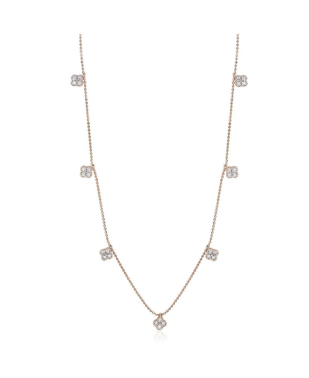 SUZY LEVIAN NEW YORK Sterling Silver Cubic Zirconia Clover Drop Station Necklace