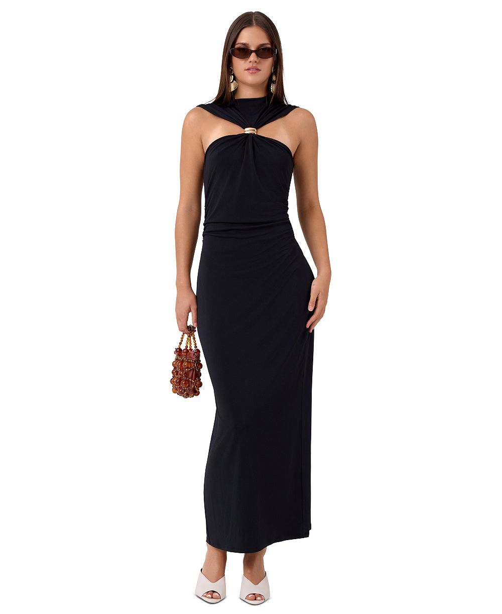 RACHEL Rachel Roy Women's Pricilla Midi Halter Abstract-Print Shoulder-Cutout Dress