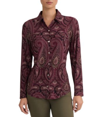 Jones New York Women's Paisley Long-Sleeve Button-Down Top