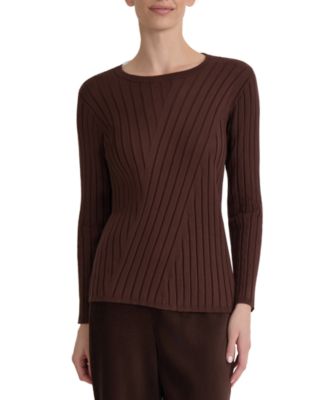 Jones New York Women's Crewneck Long-Sleeve Ribbed Sweater