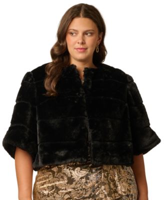 Женская укороченная куртка-накидка Adrianna Papell Plus Size из искусственного меха