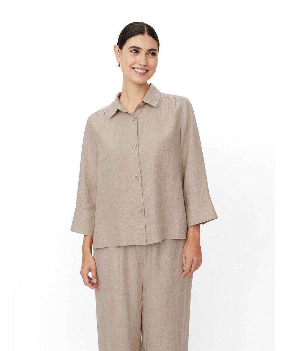 Женская льняная рубашка Masai Copenhagen Midakai 3/4-Sleeve Button-Up