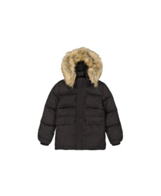 Deux par Deux Зимняя куртка Unisex для малышей с меховой отделкой капюшона