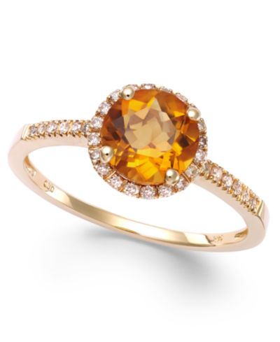 Кольцо с Peridot (1-1/3 ct. t.w.) и Diamond (1/8 ct. t.w.) в 14k Gold