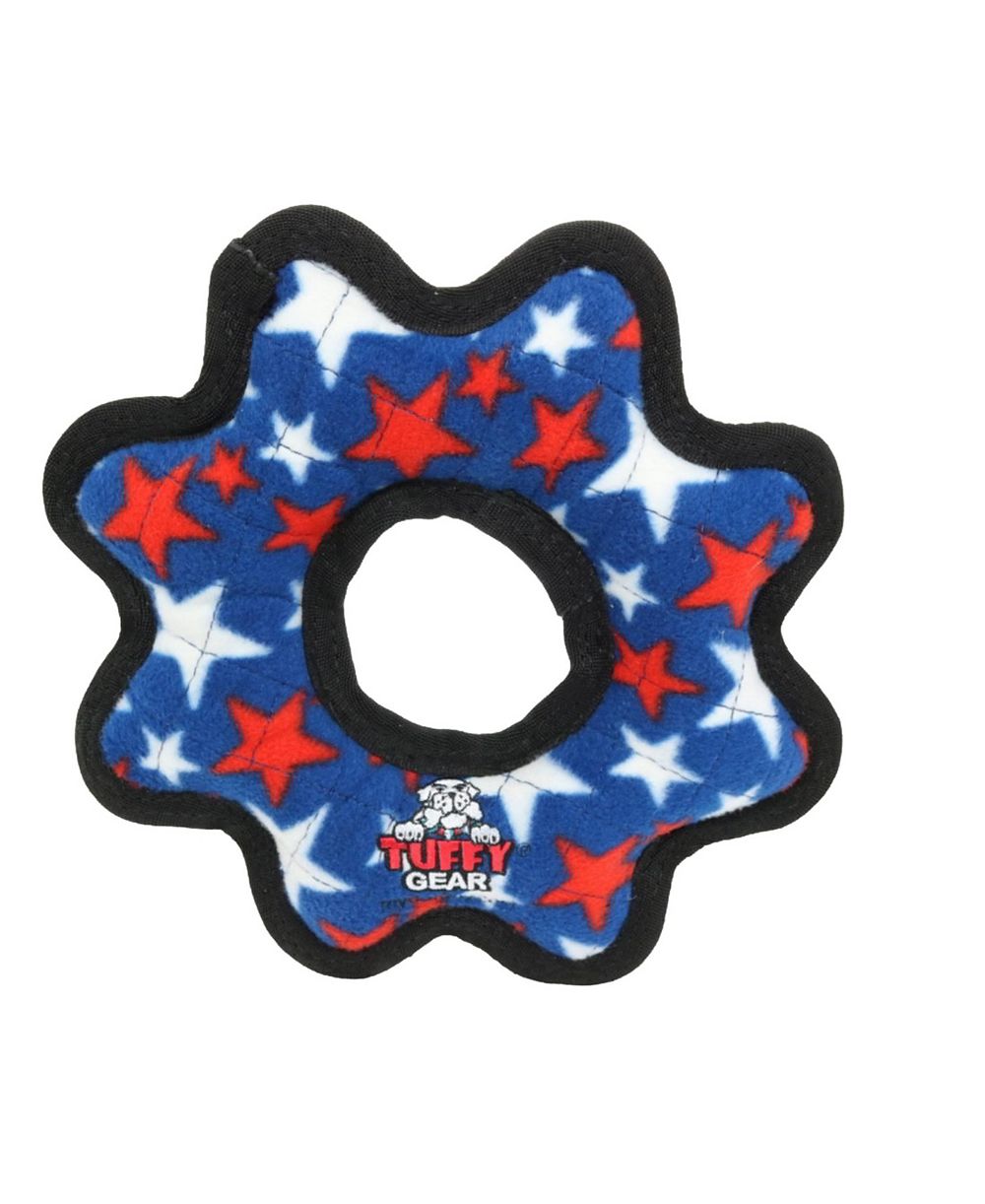 Tuffy Medium Gear Ring Star,  Plush Squeaky Dog Toy
