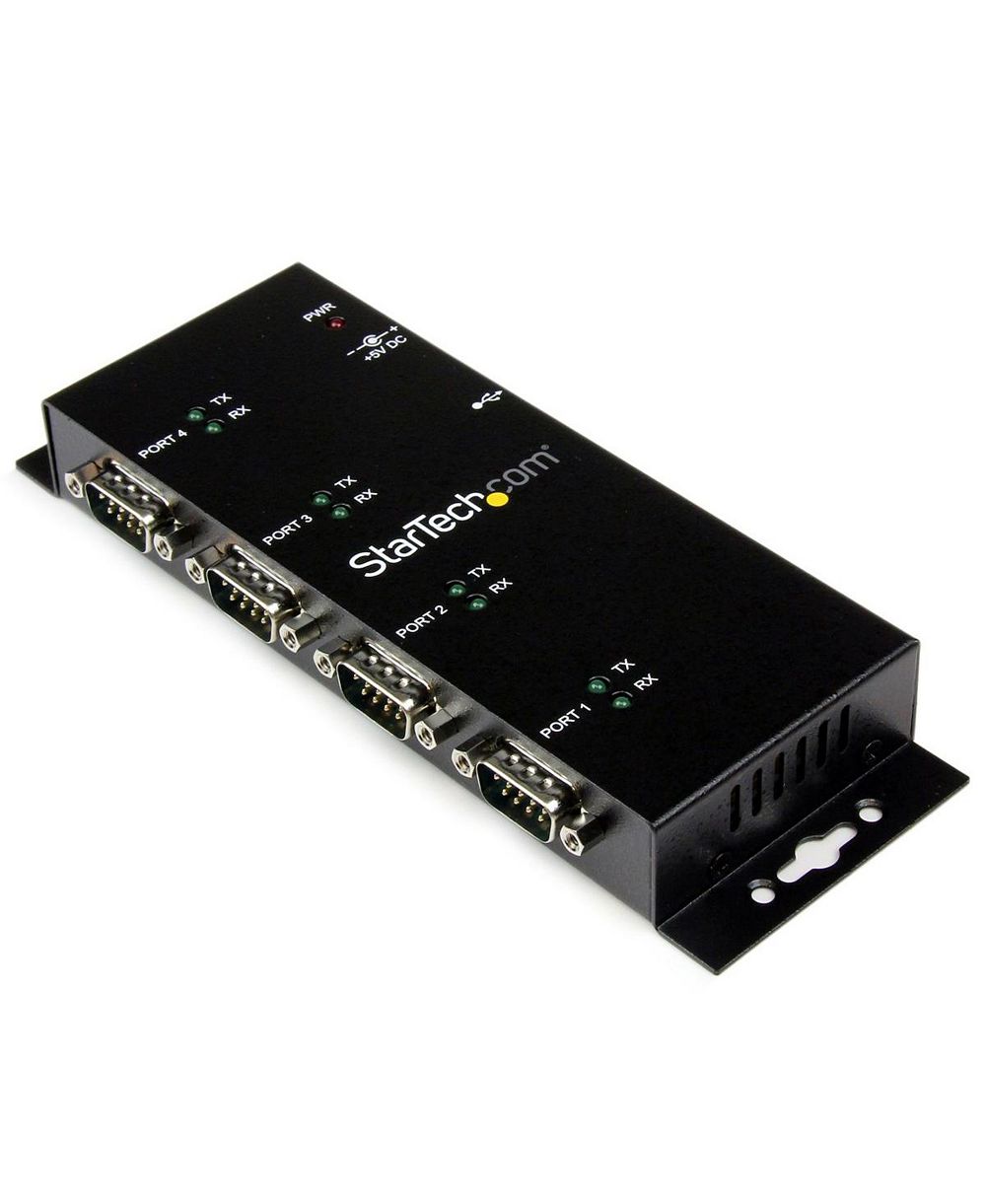 Адаптер-хаб StarTech.com 4-портовый настенный USB в DB9 RS232 последовательный