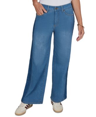 Ruby Rd. Petite Pull-On Wide-Leg Two-Tone Jeans