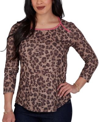 Трикотажный топ Ruby Rd. Petite Cheetah Print
