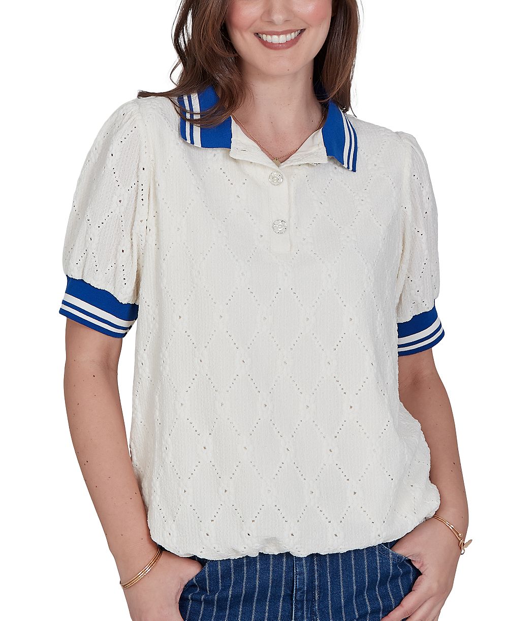 Женский топ Ruby Rd. Petite Diamond Eyelet с волнообразным краем