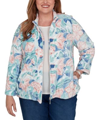 Alfred Dunner Plus Size Цветочная куртка с воротником-стойкой