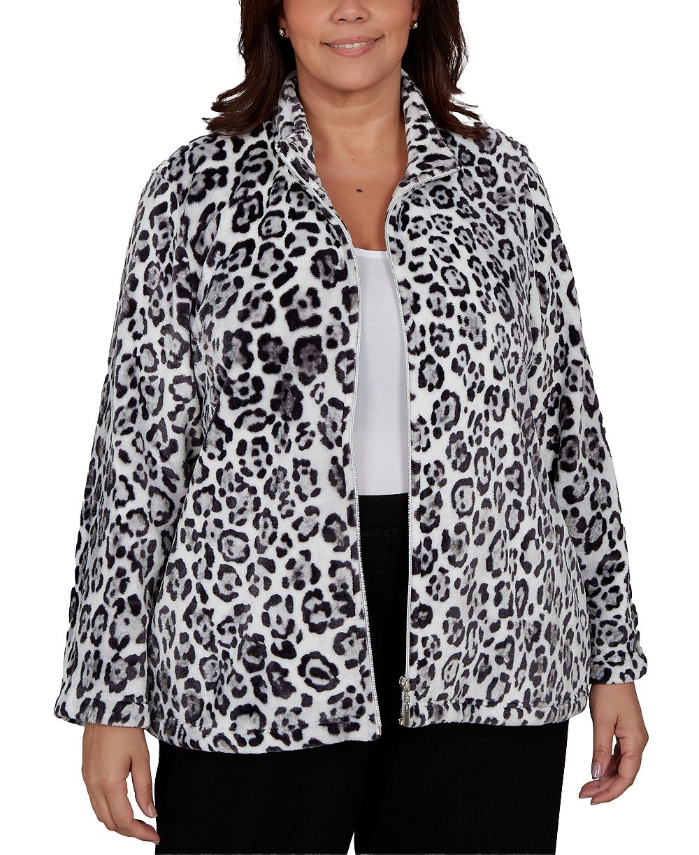Alfred Dunner Plus Size Animal-Print Knit Jacket