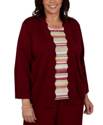 Alfred Dunner Plus Size кардиган Union Square с отделкой с бахромой 2-в-1