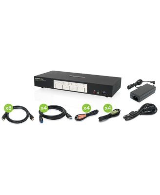 IOGEAR 4-Port 4K Dual View KVMP Switch with HDMI, USB 3.0 Hub  Audio, TAA